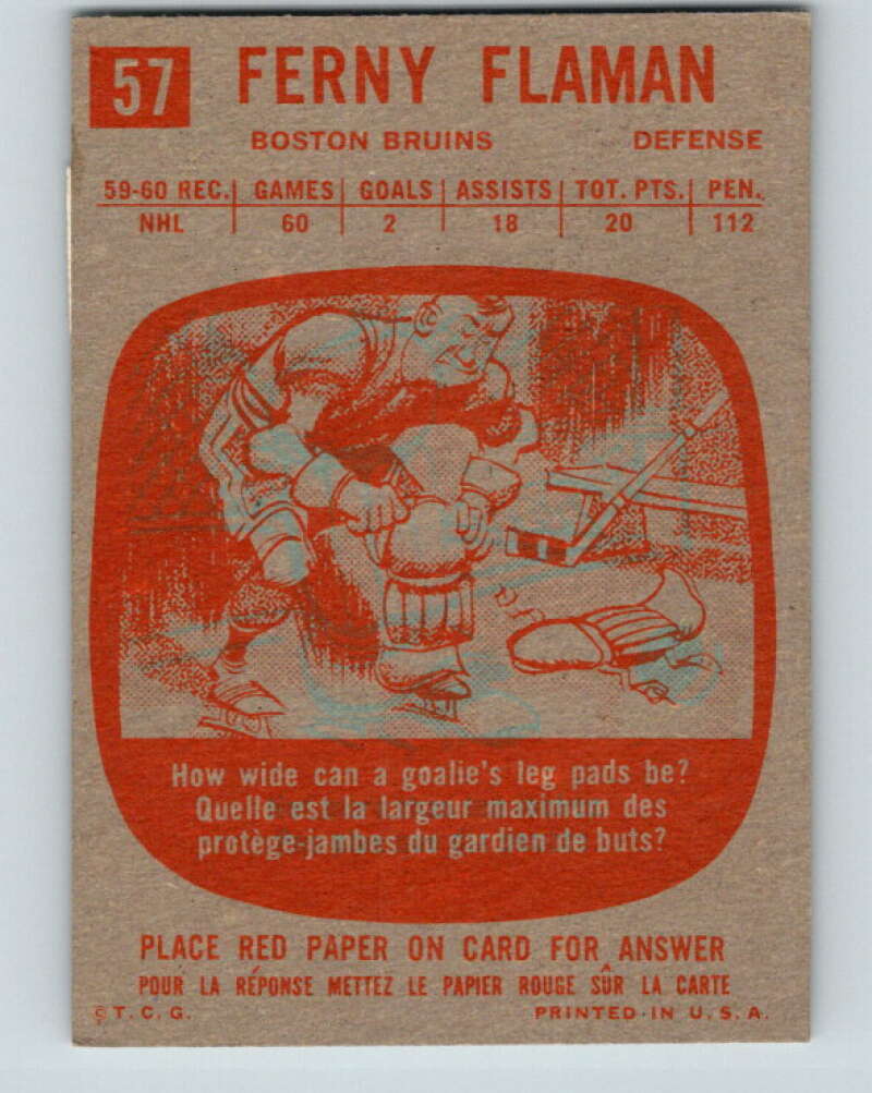 1960-61 Topps #57 Fern Flaman  Boston Bruins  V230