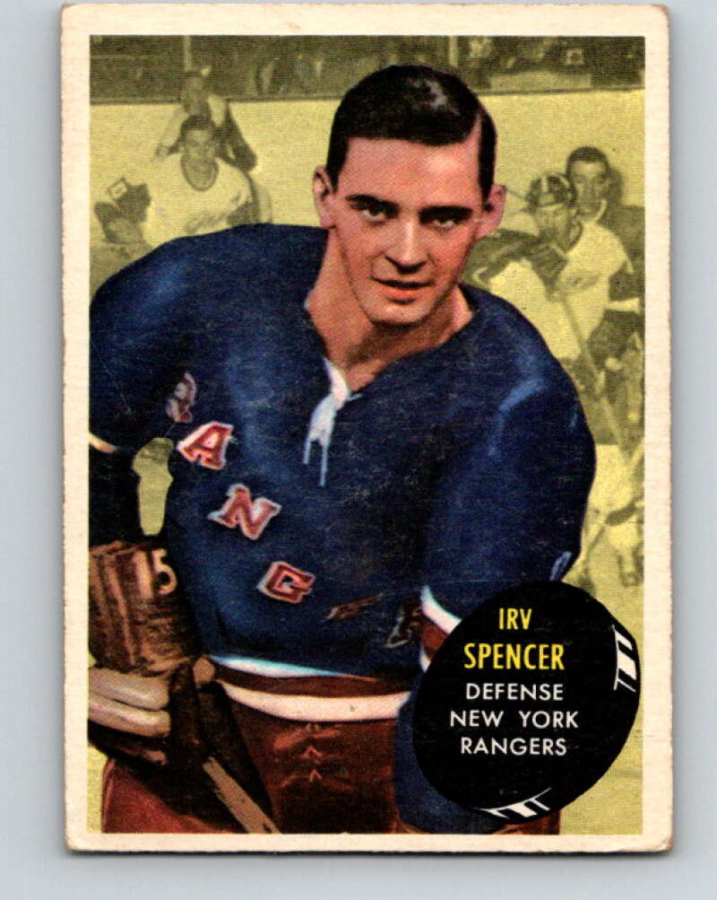 1961-62 Topps #47 Irv Spencer  RC Rookie New York Rangers  V304