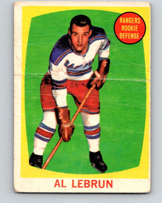 1961-62 Topps #61 Al LeBrun  RC Rookie New York Rangers  V331