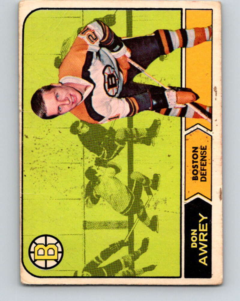 1968-69 O-Pee-Chee #3 Don Awrey UER  Boston Bruins  V907