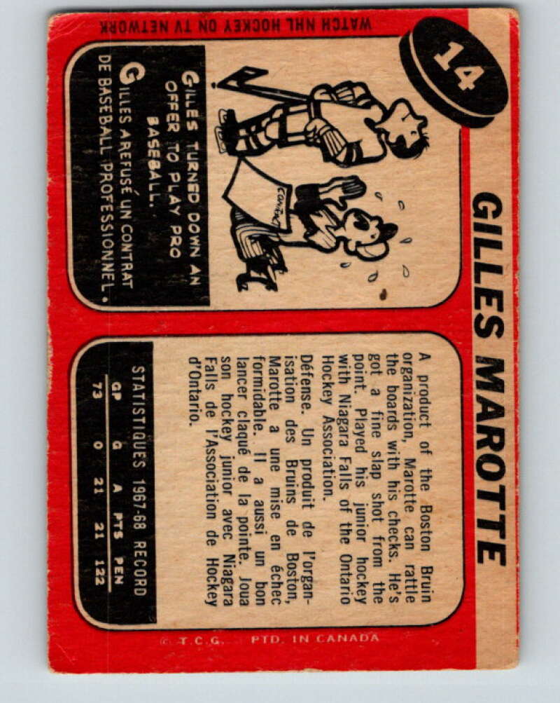 1968-69 O-Pee-Chee #14 Gilles Marotte  Chicago Blackhawks  V919