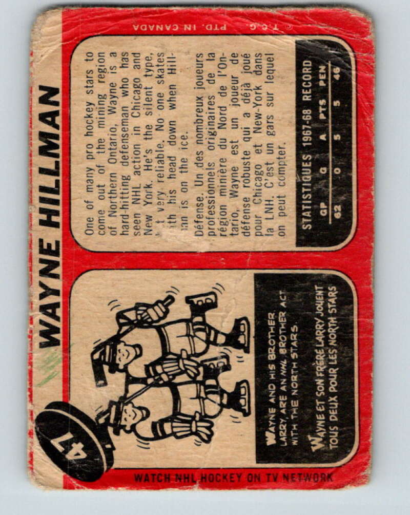 1968-69 O-Pee-Chee #47 Wayne Hillman  Minnesota North Stars  V960