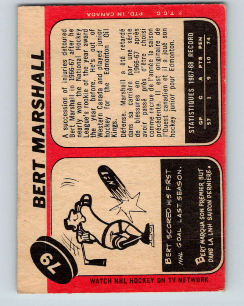 1968-69 O-Pee-Chee #79 Bert Marshall  Oakland Seals  V1005