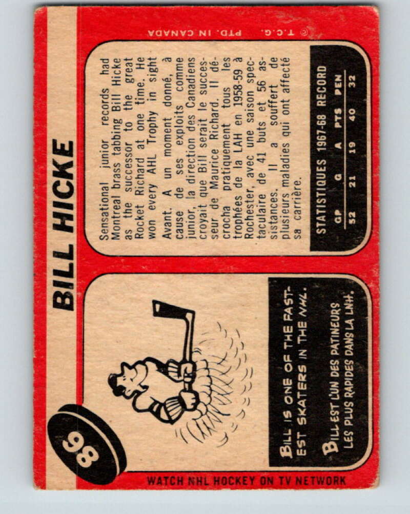 1968-69 O-Pee-Chee #86 Bill Hicke  Oakland Seals  V1016