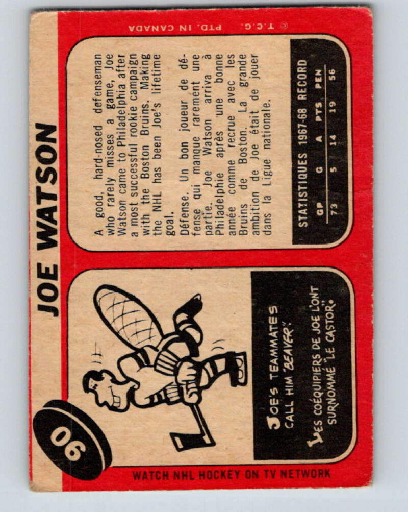 1968-69 O-Pee-Chee #90 Joe Watson  Philadelphia Flyers  V1021