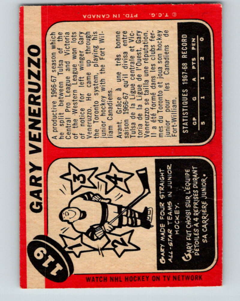 1968-69 O-Pee-Chee #119 Gary Veneruzzo  RC Rookie St. Louis Blues  V1061