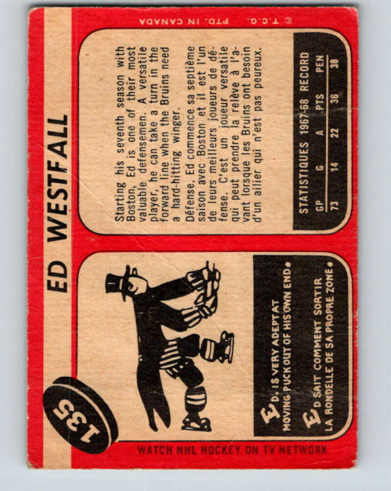 1968-69 O-Pee-Chee #135 Ed Westfall  Boston Bruins  V1079