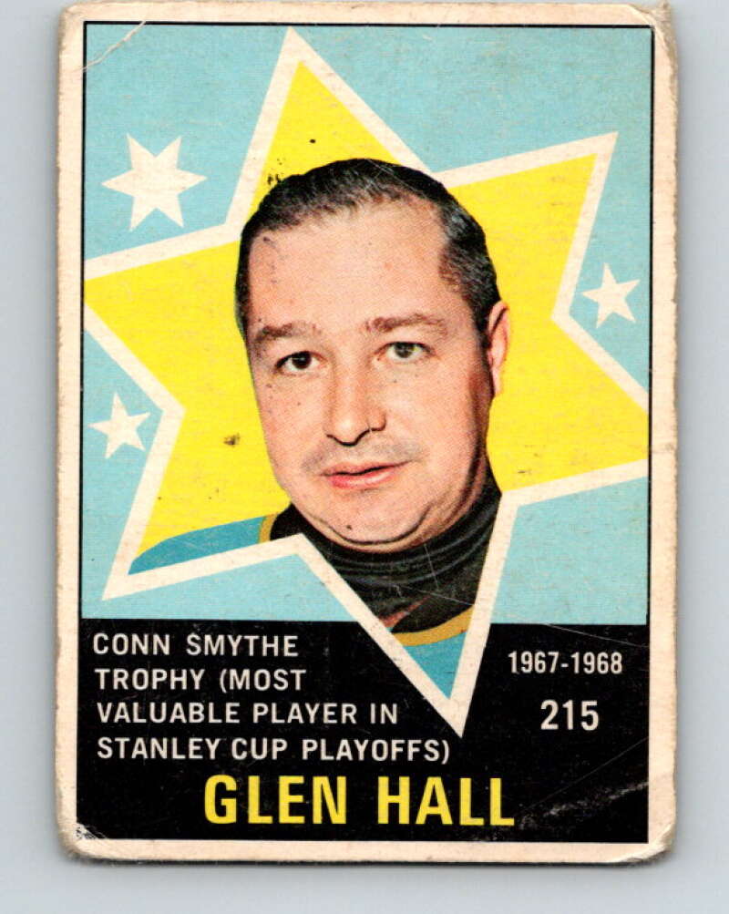 1968-69 O-Pee-Chee #215 Glenn Hall Conn Smythe Trophy  St. Louis Blues  V1185