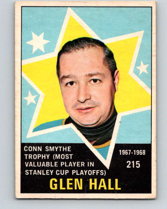 1968-69 O-Pee-Chee #215 Glenn Hall Conn Smythe Trophy  St. Louis Blues  V1186