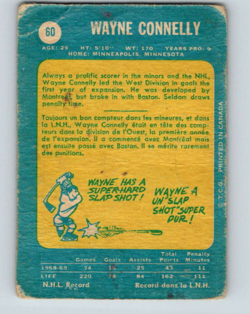 1969-70 O-Pee-Chee #60 Wayne Connelly  Detroit Red Wings  V1327