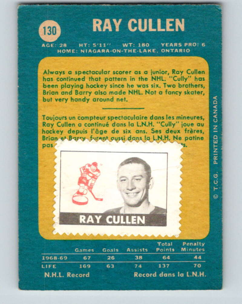 1969-70 O-Pee-Chee #130 Ray Cullen  Minnesota North Stars  V1492