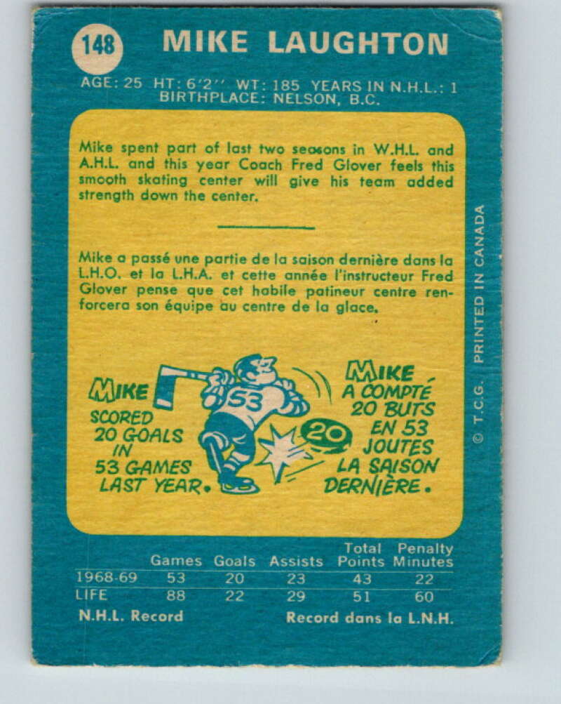 1969-70 O-Pee-Chee #148 Mike Laughton  RC Rookie Oakland Seals  V1596