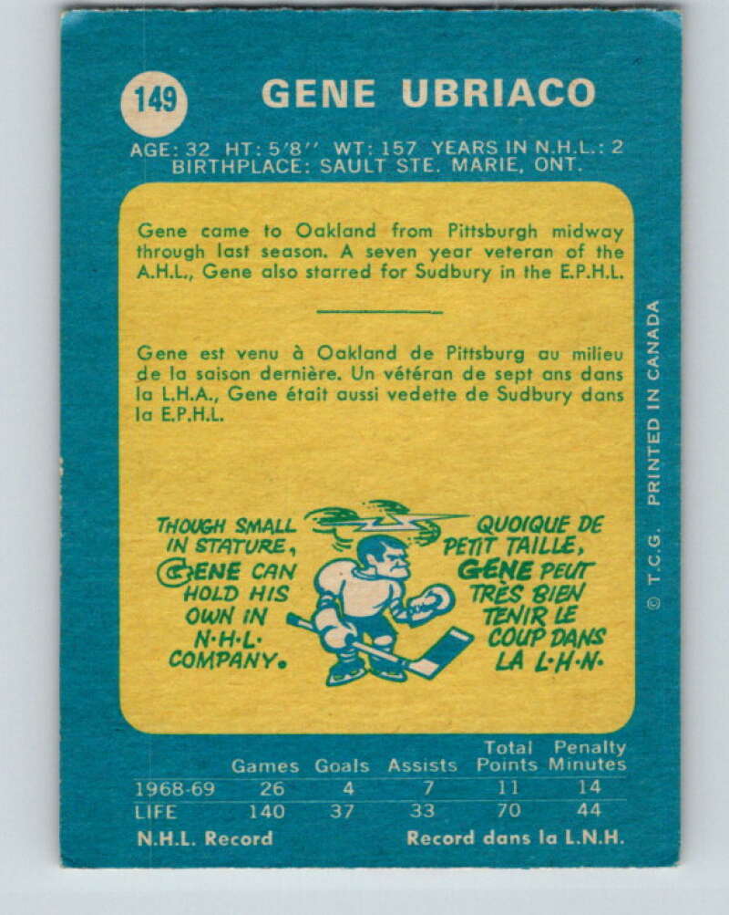 1969-70 O-Pee-Chee #149 Gene Ubriaco  RC Rookie Oakland Seals  V1597