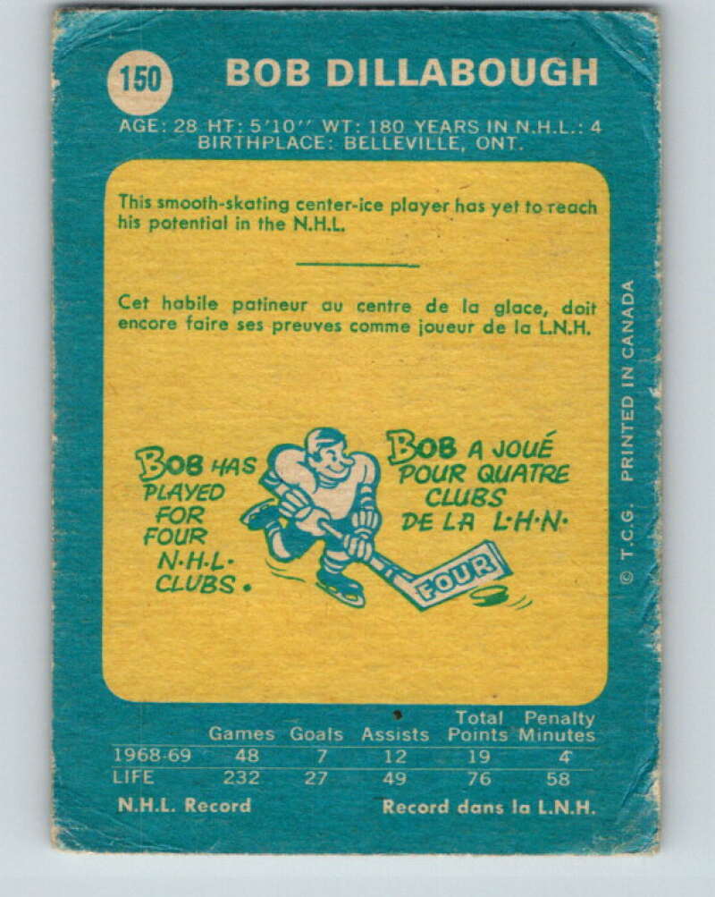 1969-70 O-Pee-Chee #150 Bob Dillabough  Oakland Seals  V1600