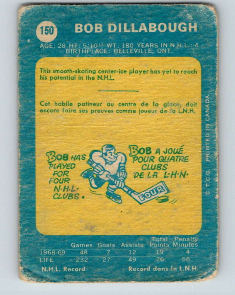 1969-70 O-Pee-Chee #150 Bob Dillabough  Oakland Seals  V1601