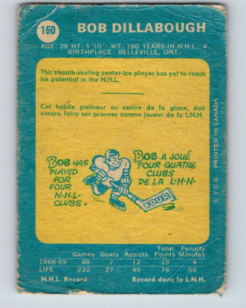 1969-70 O-Pee-Chee #150 Bob Dillabough  Oakland Seals  V1602
