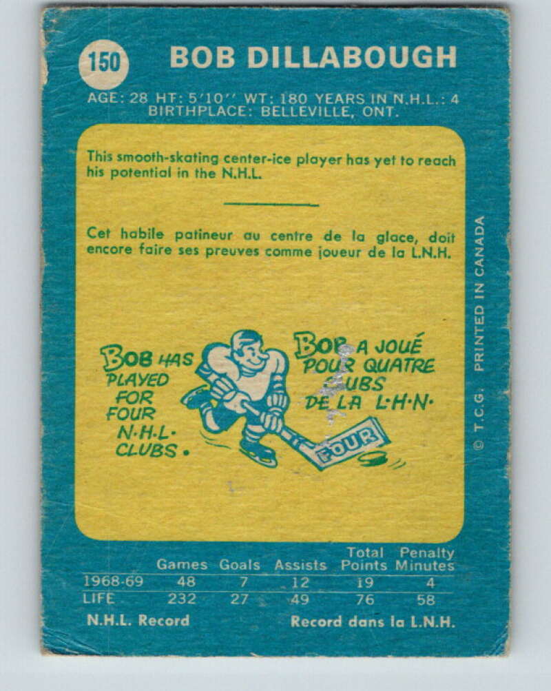 1969-70 O-Pee-Chee #150 Bob Dillabough  Oakland Seals  V1604