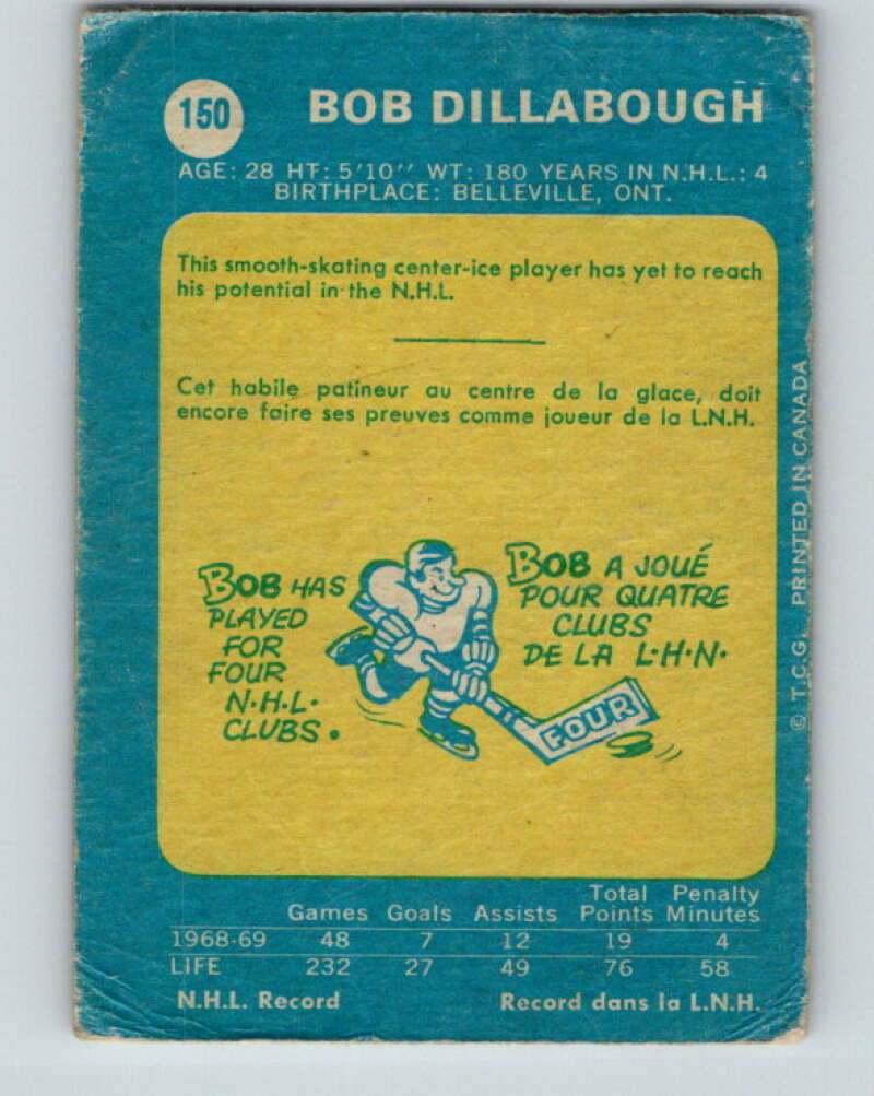 1969-70 O-Pee-Chee #150 Bob Dillabough  Oakland Seals  V1606