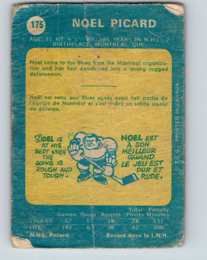 1969-70 O-Pee-Chee #175 Noel Picard  RC Rookie St. Louis Blues  V1727
