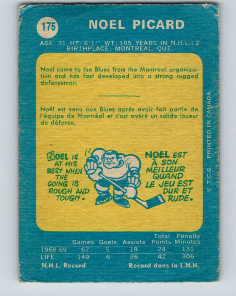 1969-70 O-Pee-Chee #175 Noel Picard  RC Rookie St. Louis Blues  V1728