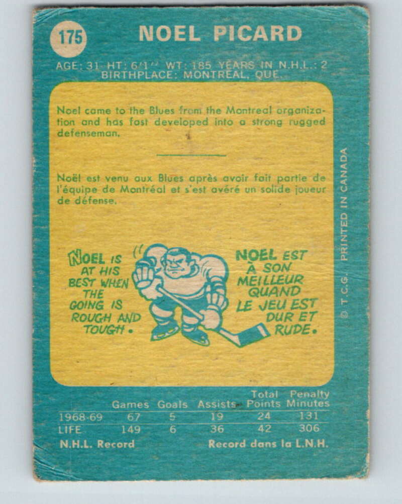 1969-70 O-Pee-Chee #175 Noel Picard  RC Rookie St. Louis Blues  V1730