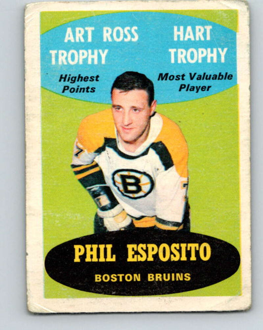 1969-70 O-Pee-Chee #205a Phil Esposito Art/Hart Trophy  Boston Bruins  V1905
