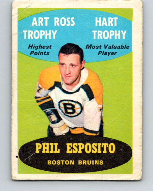 1969-70 O-Pee-Chee #205a Phil Esposito Art/Hart Trophy  Boston Bruins  V1906