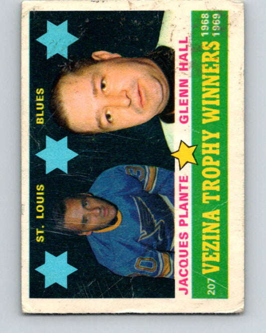1969-70 O-Pee-Chee #207  Plante/ Hall Vezina Trophy  St. Louis Blues  V1915