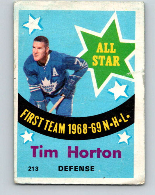 1969-70 O-Pee-Chee #213 Tim Horton AS  Toronto Maple Leafs  V1929