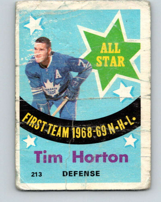 1969-70 O-Pee-Chee #213 Tim Horton AS  Toronto Maple Leafs  V1930