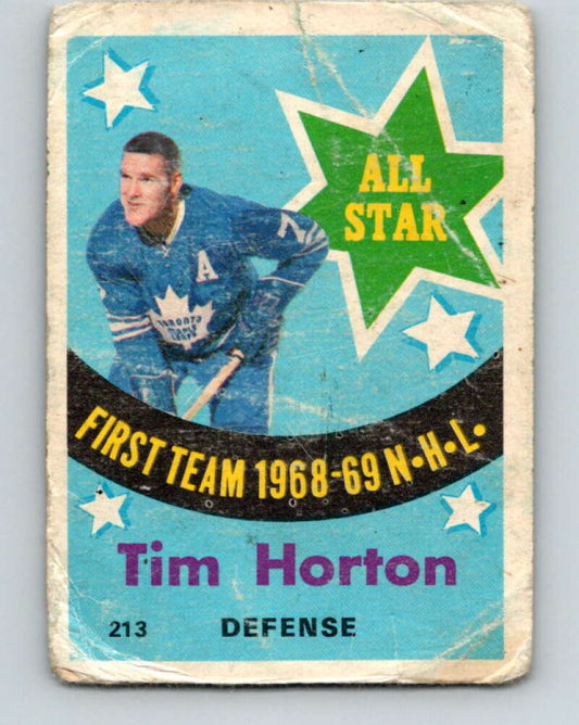 1969-70 O-Pee-Chee #213 Tim Horton AS  Toronto Maple Leafs  V1931
