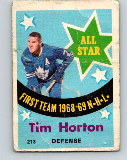 1969-70 O-Pee-Chee #213 Tim Horton AS  Toronto Maple Leafs  V1932