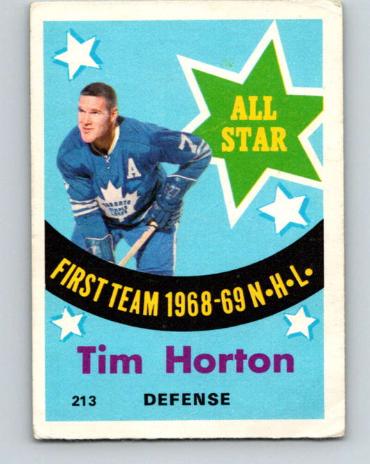 1969-70 O-Pee-Chee #213 Tim Horton AS  Toronto Maple Leafs  V1933