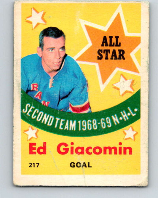 1969-70 O-Pee-Chee #217 Ed Giacomin AS  New York Rangers  V1942