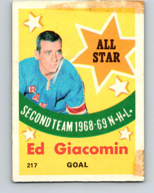 1969-70 O-Pee-Chee #217 Ed Giacomin AS  New York Rangers  V1944