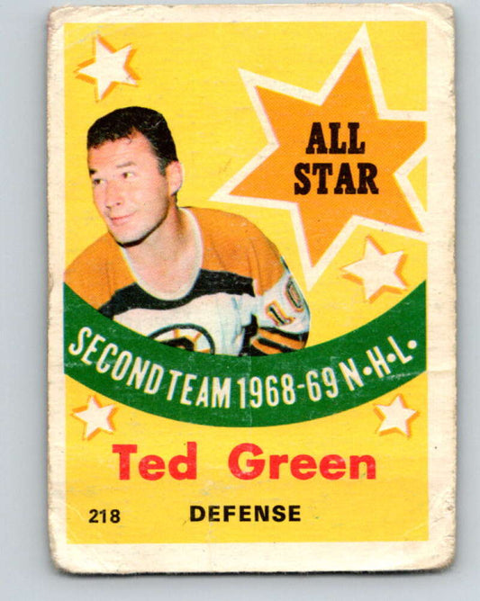 1969-70 O-Pee-Chee #218 Ted Green AS  Boston Bruins  V1947