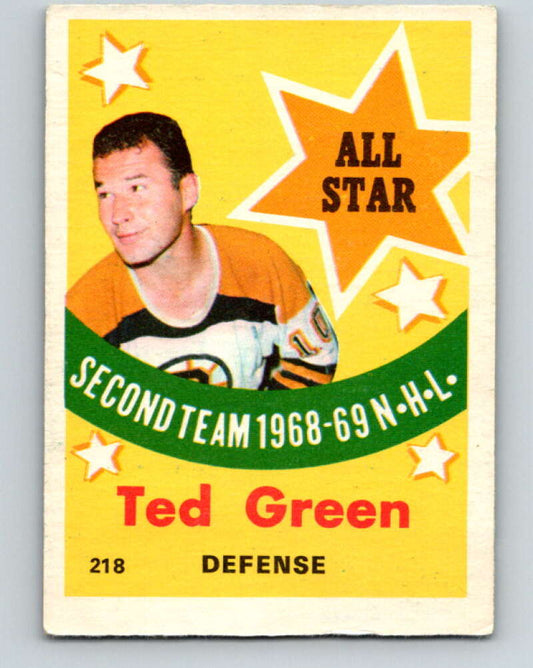 1969-70 O-Pee-Chee #218 Ted Green AS  Boston Bruins  V1948