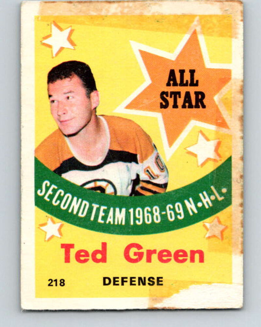 1969-70 O-Pee-Chee #218 Ted Green AS  Boston Bruins  V1949