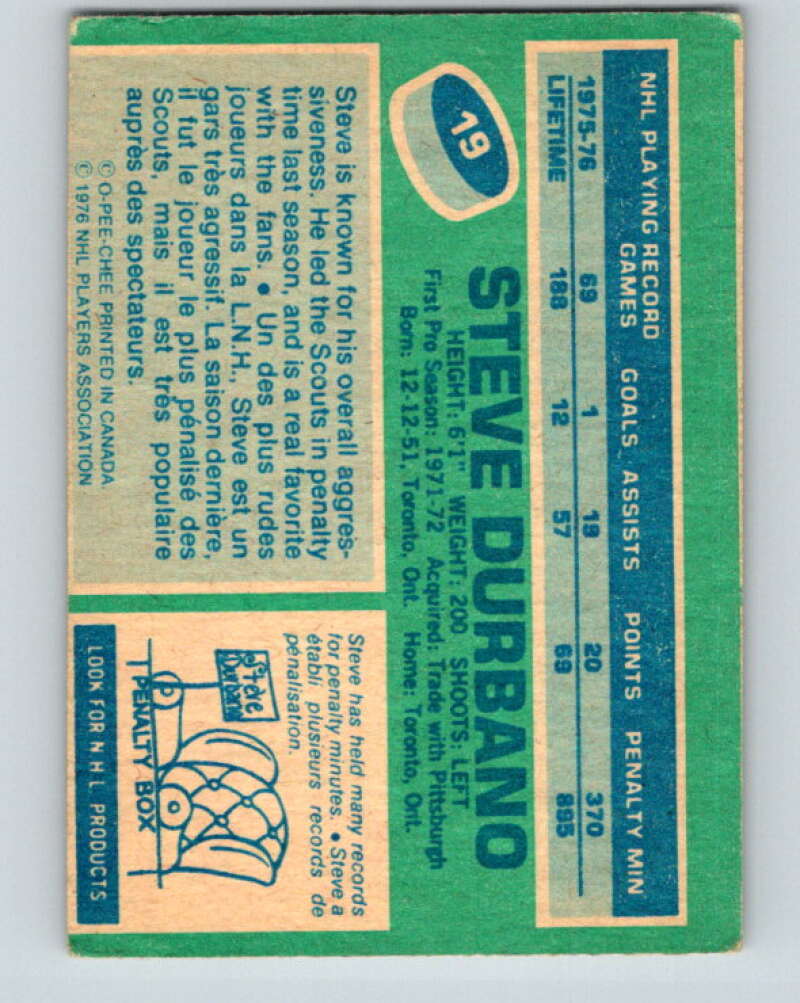 1976-77 OPC #19 Steve Durbano  Colorado Rockies  V2045