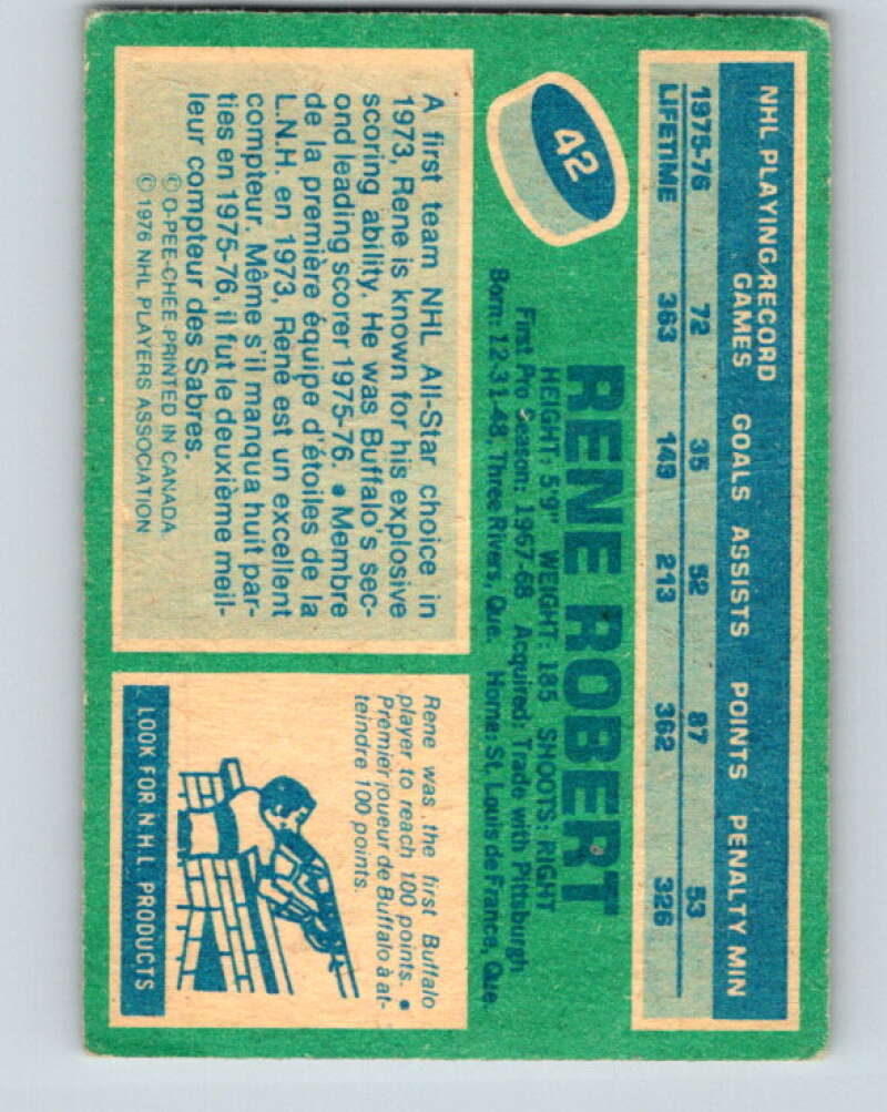 1976-77 OPC #42 Rene Robert  Buffalo Sabres  V2051