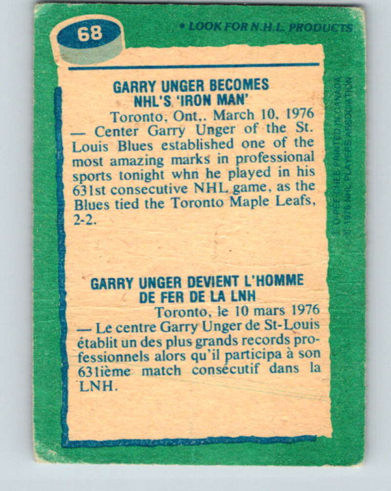 1976-77 OPC #68 Garry Unger RB  St. Louis Blues  V2063