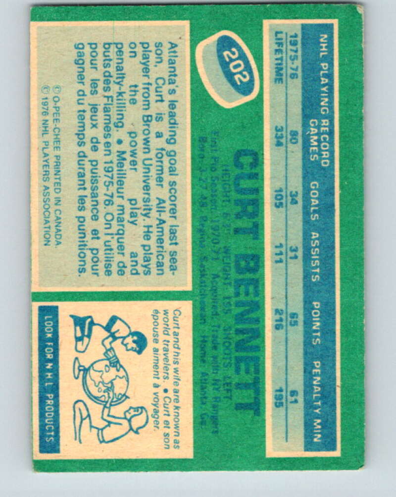 1976-77 OPC #202 Curt Bennett  Atlanta Flames  V2149