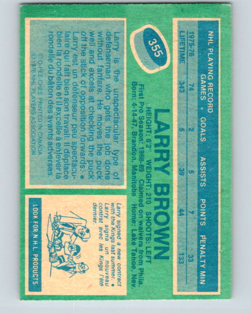 1976-77 O-Pee-Chee #355 Larry Brown  Los Angeles Kings  V2342