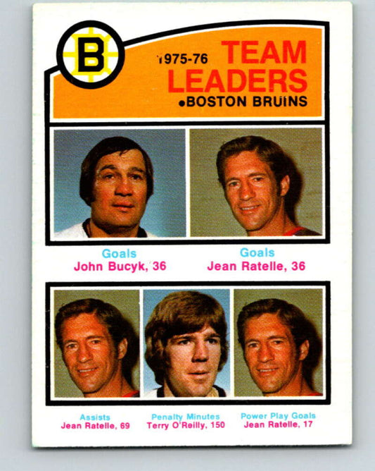 1976-77 O-Pee-Chee #381 Bucyk/Ratelle/Terry O'Reilly Bruins  V2369