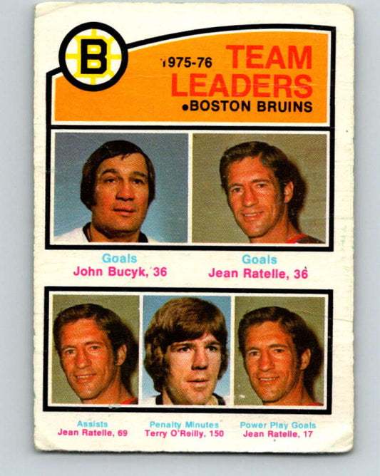 1976-77 O-Pee-Chee #381 Bucyk/Ratelle/Terry O'Reilly Bruins  V2370