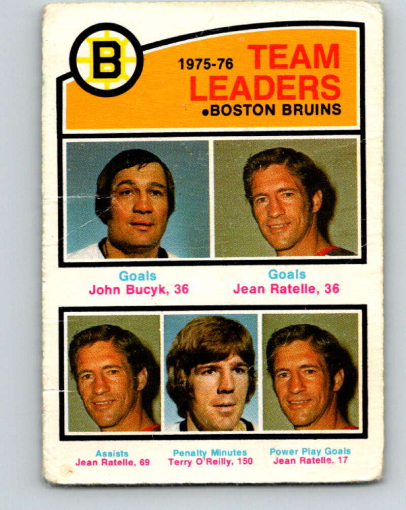 1976-77 O-Pee-Chee #381 Bucyk/Ratelle/Terry O'Reilly Bruins  V2371