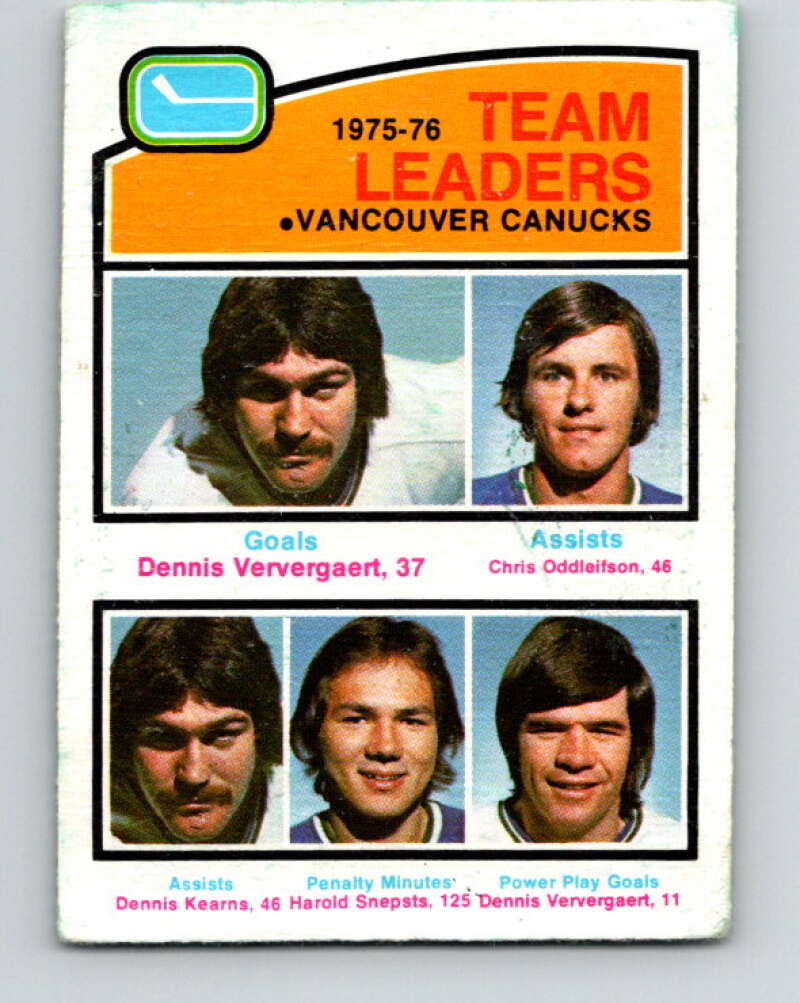 1976-77 O-Pee-Chee #395 Ververgaert/Oddleifson/Kearns/Snepsts TL  V2406