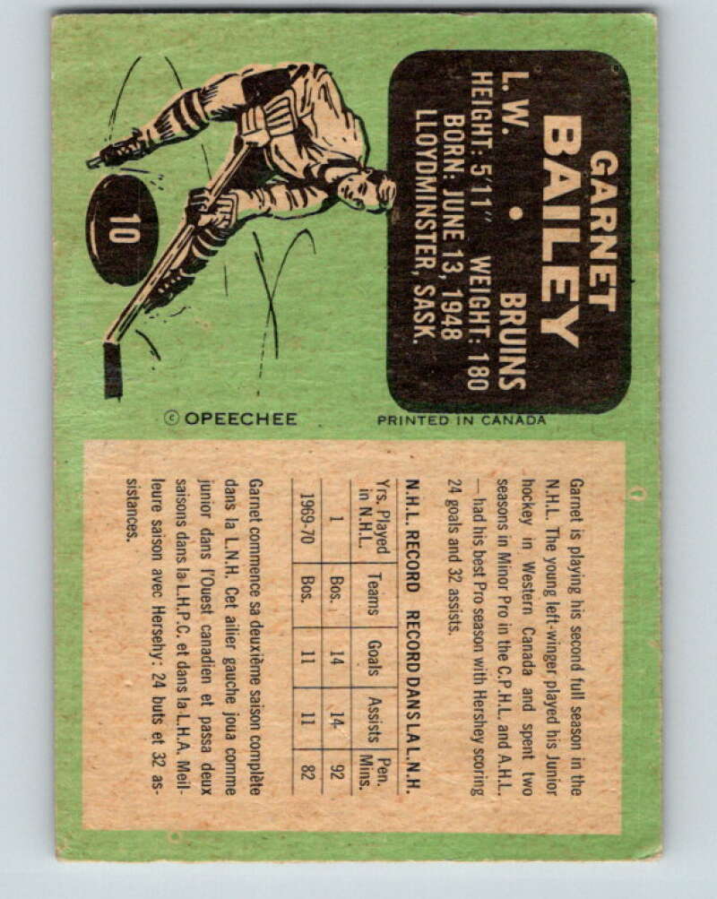 1970-71 O-Pee-Chee #10 Ace Bailey  RC Rookie Boston Bruins  V2436