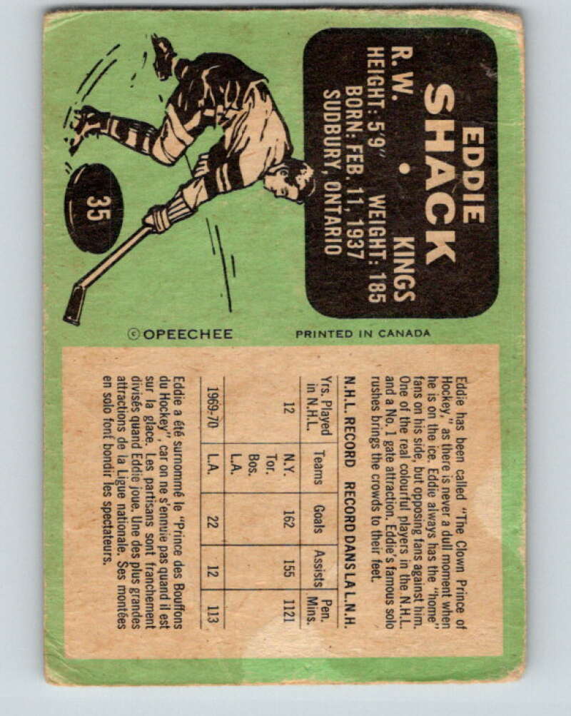 1970-71 O-Pee-Chee #35 Eddie Shack  Los Angeles Kings  V2495
