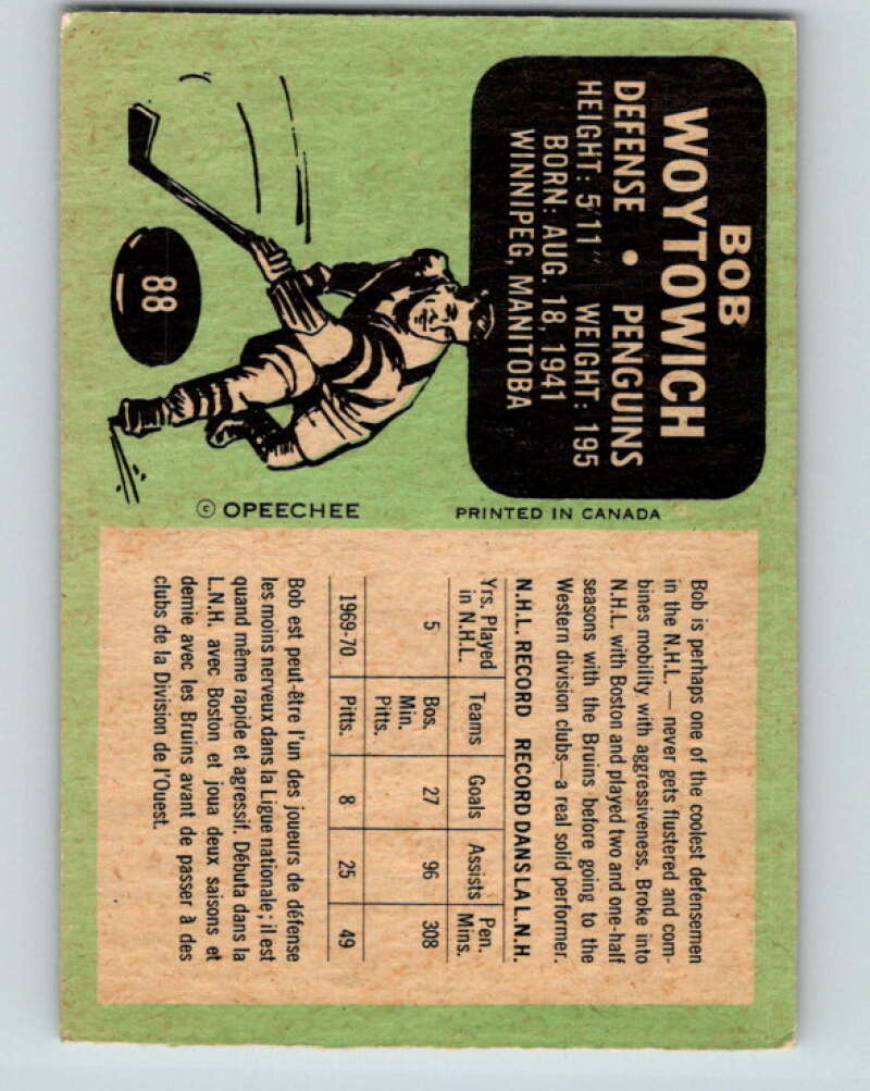 1970-71 O-Pee-Chee #88 Bob Woytowich  Pittsburgh Penguins  V2606